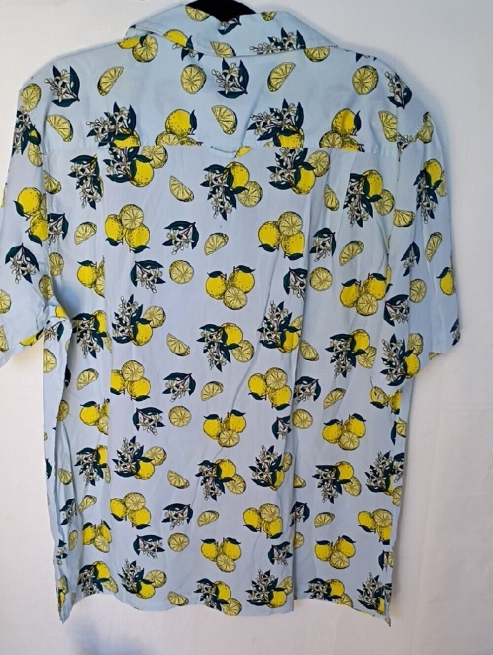 Hurley Men's Light Blue Short-Sleeve Lemon Print Button-Down Shirt Size L - Picture 9 of 9